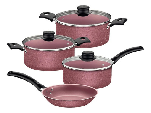 Batería De Cocina Tramontina Cocina Con 7pz. Turim Rosa Eh