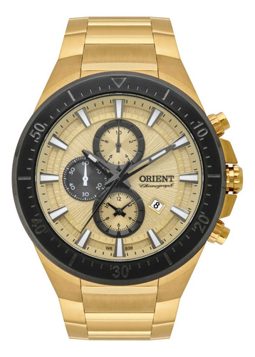 Relógio Orient Masculino Cronógrafo Mgssc049 Dourado Luxo Cor do bisel Preto