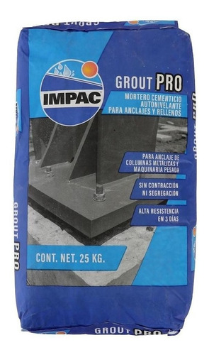 Mortero Cementicio Autonivelante Impac Grout Pro 25 Kg