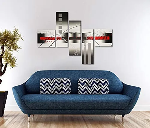 5 Piezas Arte Moderno Abstracto Pintadas A Mano En Óleo