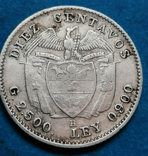 Colombia Moneda 10 Centavos 1942 Plata