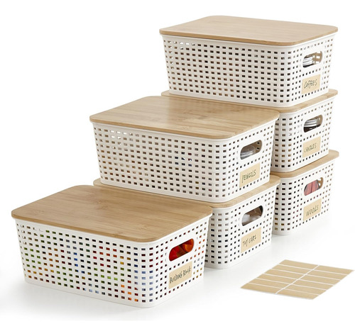 Contenedores De Plástico Pequeños Con Tapas De Bambú