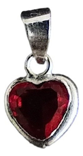 Dije Corazón Rojo Plata 925 Unisex Collar Plata Solida