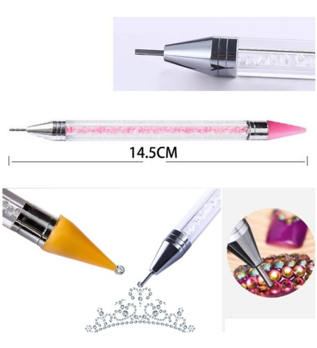 Kit Uñas Efecto Espejo + Piedras + Katana + Pincel Silicon