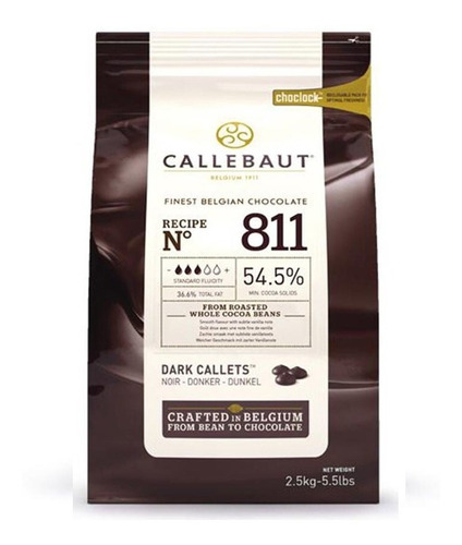 Chocolate Callebaut Em Gotas Amargo 54,5% 811- 2,01kg