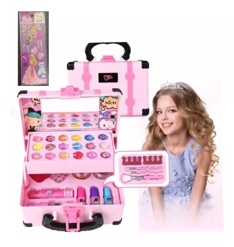 Mala Kit Maquiagem Infantil Barbie Batom Sombra Esmalte