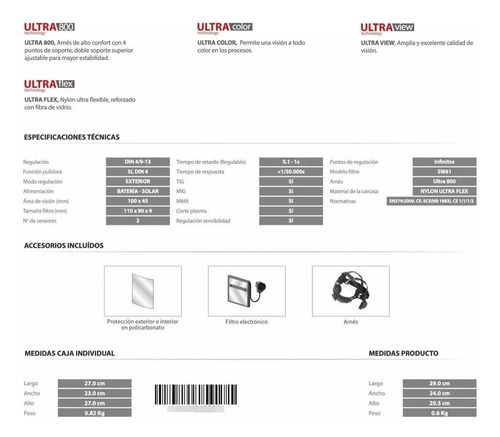 Careta Electrónica Para Soldar Skyview 620 Nx Vision Color