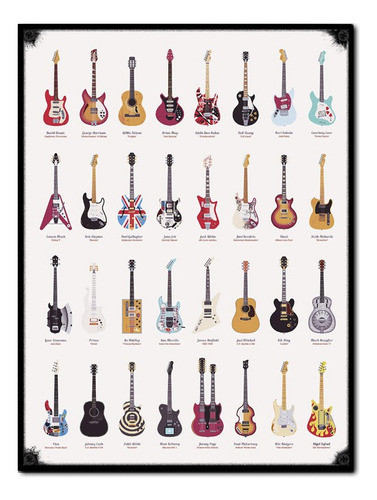 #1455 - Cuadro Vintage 30 X 40 Guitarras Rock Poster Música 