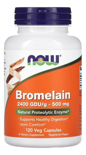 Now Foods, Bromelina, 500 Mg, 120 Cápsulas Vegetales, Sin sabor