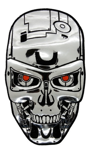 Parche Terminator T800 Endoskeleton Plateado Bordado Grande