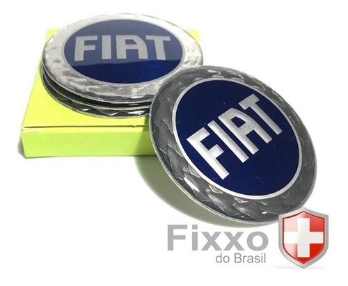 Imagem 1 de 1 de Kit 4 Emblemas Fiat Azul P/ Rodas Stilo / Idea 65mm