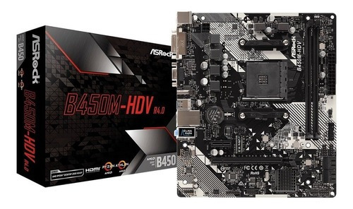 Placa madre Asrock B450m-hdv R4.0 Amd Am4 Ryzen Ddr4 B450
