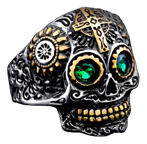 Anillo Calavera Zirconias Titanio Biker Acero Inoxidable 