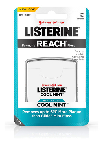 Listerine Dental Floss, Cool Mint 55 Yds (paquete De 4)