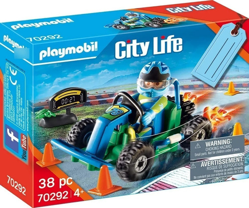 Playmobil Set De Corredor De Karting Vehiculo Carrera 70292
