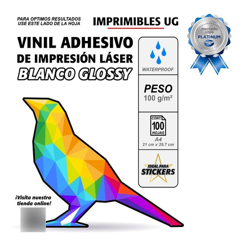 Vinil De Impresión Láser Tamaño A4 Blanco Glossy 100 Hojas