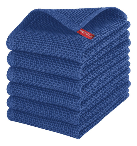 Paquete De 6 Toallas De Cocina 100% Algodón Turco Azul