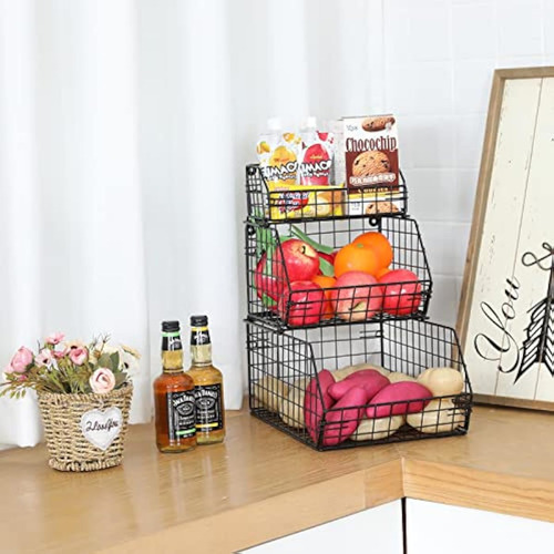 Yuzehuaza Cesta De Frutas Y Verduras De 3 Niveles,