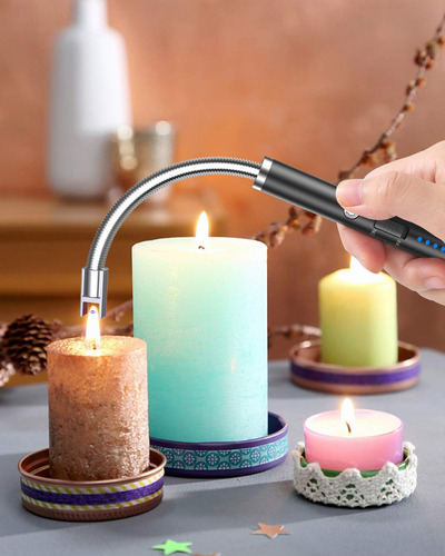Vehhe Encendedor Electrico,encendedor Cocina Velas, Con Flexible Arco Largo,encendedor Usb Recargable Adecuado Para Velas Cocina Camping Barbacoa