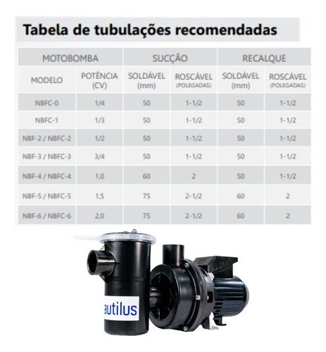 Motobomba Para Piscina Até 40.000l 1/3cv Nbfc-1 Nautilus