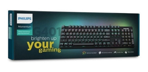 Teclado gamer Philips SPK8401BQM QWERTY inglés US color negro con luz RGB