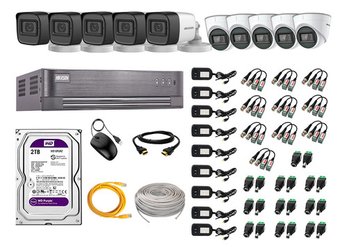 Kit 10 Cámaras Seguridad Hikvision Audio Incorporado Full Hd