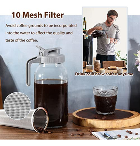 Jarra Para Cafetera Cold Brew, 64 Oz, De Boca Ancha, Muy Res