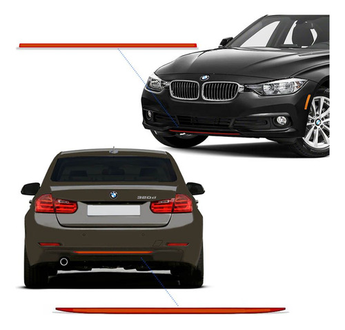 Frisos Para-choque Bmw 320 328 14/15 Vermelho Refletivo