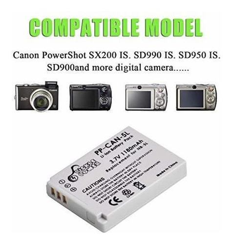 Juego Bateria Nb 5l Cargador Led Para Canon Powershot Is