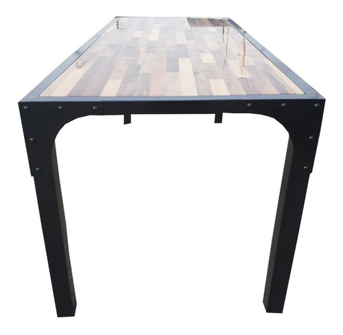 Imagen 2 de 5 de Mesa Industrial Madera Y Hierro Estructura Reforzada 200x80