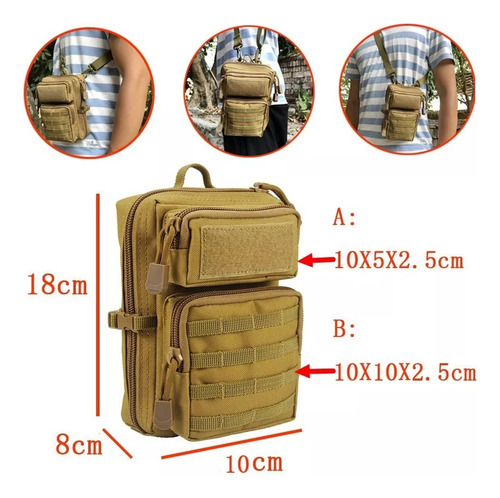 Porta Elementos Táctico Molle Pouch Bandolera Riñonera Edc