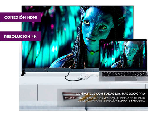 Imagen 5 de 7 de Adaptador Usb C Hdmi Hub Para Macbook Pro Usb 3.0 Usb C Dehuka