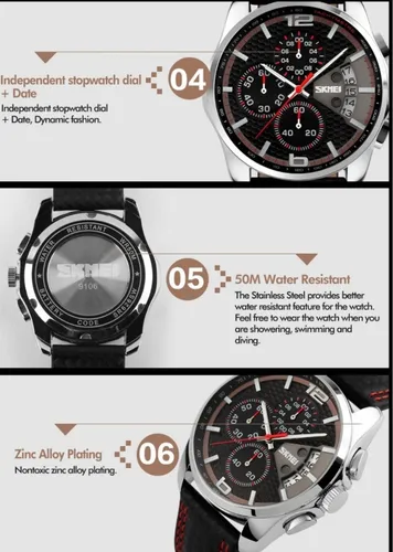 Reloj Pulsera De Hombre Cronografo Cuarzo Fechado Skmei 9106