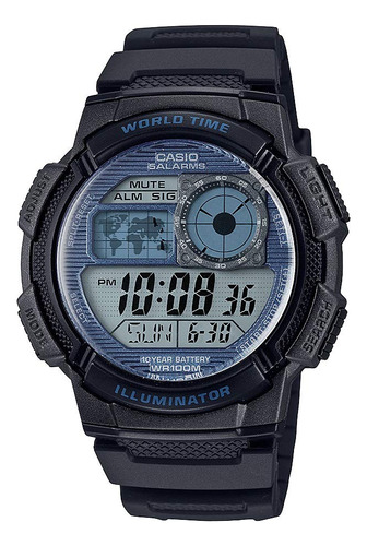 Reloj Casio Para Hombre Con Correa De Resina Negro 19.4 Ae 1