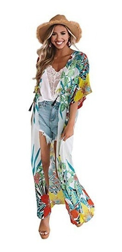 Vestido Playero Talla Única Hasta Xxl Aprox. Kimono Cárdigan