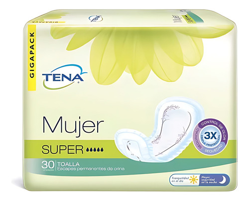 Toallas Tena Mujer Súper 30 Und. Incontinencia Para Mujer