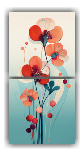 120x60cm Díptico Cuadros Abstractos Flores Pop Minimalista