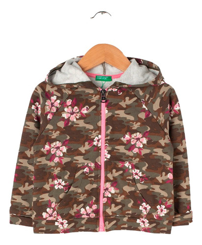 Sudadera Cierre Pink Diseño Camuflaje Floreado Para Niñas