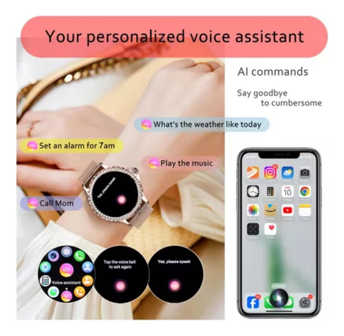 Reloj Inteligente Mujer, Smartwatch, Llamada, Asistente Voz