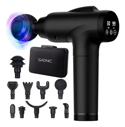 Comprar Pistola Masajeadora Muscular Gadnic Inalambrica 30w 30 Velocidades Bateria Recargable Pantalla Tactil 10 Cabezales Negro en Argentina