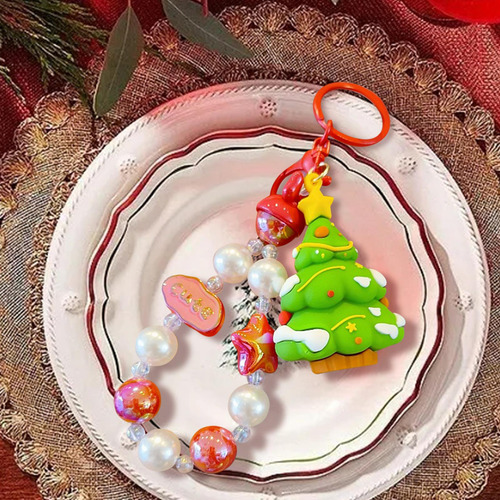 Llavero Navideño Con Cuentas, Pulsera Para Niñas, Niños,