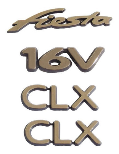 Kit Emblemas Fiesta 16v C/2 Clx Cromados Com Fundo Preto