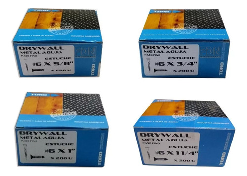 Combo A - Tornillo Drywall Fino 6 X 5/8-3/4-1-1 1/4 - Fdn