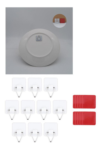 Juego De Ganchos Para Platos Invisibles Cuadrados Pequeños