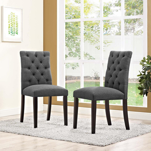 Sillas De Comedor Tapizadas Modernas Gris Capitoné 2 Unidade