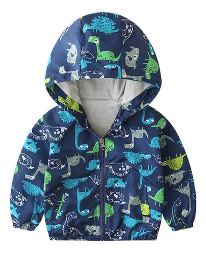 Chaqueta Con Estampado De Dinosaurios Para Niñas Y Niños, Ab