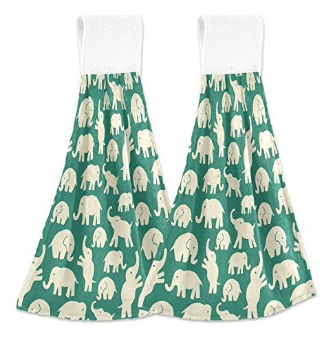 Lindo Elefante Verde Toalla Cocina Lazo Decorativo Animal