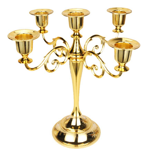 Candelabro Metálico De 5 Velas Para Decoración De Eventos Y