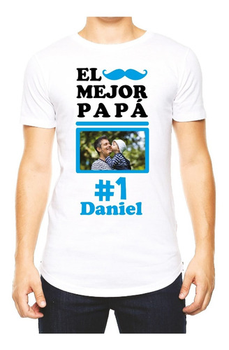 Playera Padre El Mejor Papá Personalizado Con Foto Y Nombre