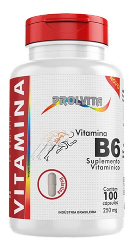 Imagem 1 de 3 de 2 Vitamina B6 (piridoxina) 100 Cápsulas De 250mg (200caps) 